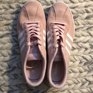 Pink suede Adidas shoes